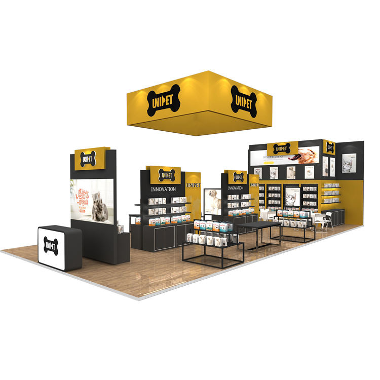 Easy-Build 20x40ft Custom Wooden Booth with Heavy-Duty Shelving for Pet Supplies Expo